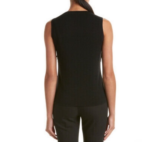 Elie Tahari 100% Merino Wool Fringe Front Candace Sleeveless Black Top Small - Picture 2 of 8